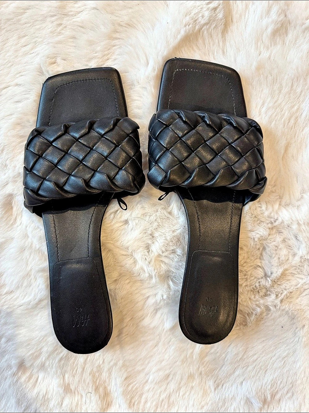 H&M Black Woven Slide Sandals US 10